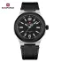 NAVIFORCE 9233 Classic Quartz Leather Men's Wristwatches Casual Wild Man Clock 30m Waterproof Male Watches with Seiko Movement - Silver Black Black